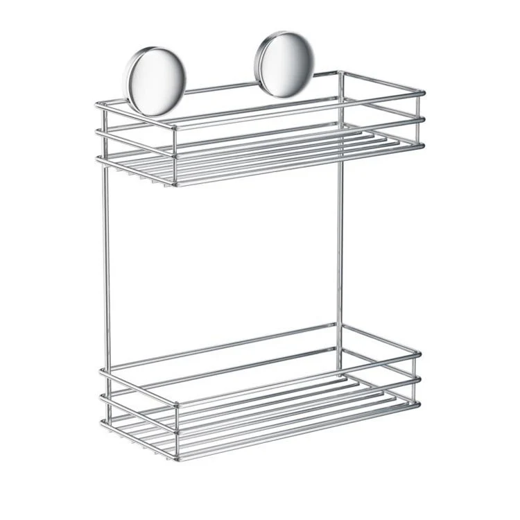 Shower Basket Double Basket Polished Chrome Wall Mount 4-3/4 x 10 x 12 Inch - Frankwebs