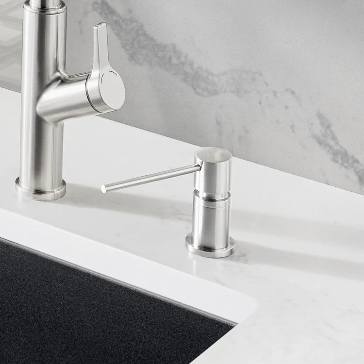 Soap Dispenser Lato Stainless Steel Deck Mount Plastic Brass Pump 10 Ounce - Frankwebs