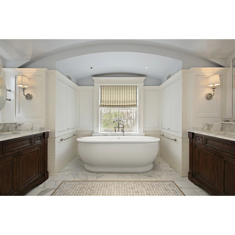 Soaking Tub Designer Collection Domingo 66 x 36 Inch Freestanding Tub Only Side Center Biscuit Acrylic - Frankwebs