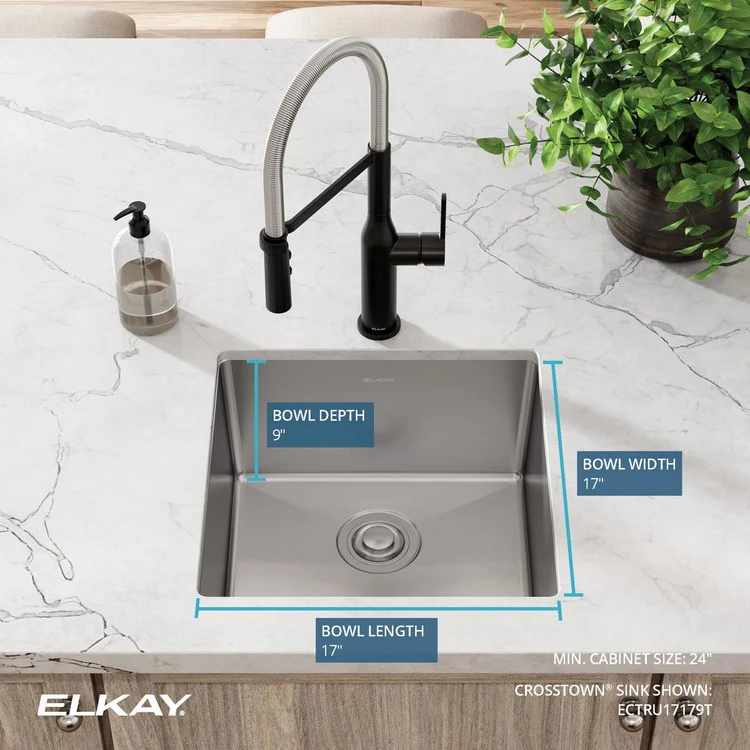 Kitchen Sink Crosstown 18.5 x 18.5 Inch Single Bowl Polished Satin Undermount - Frankwebs
