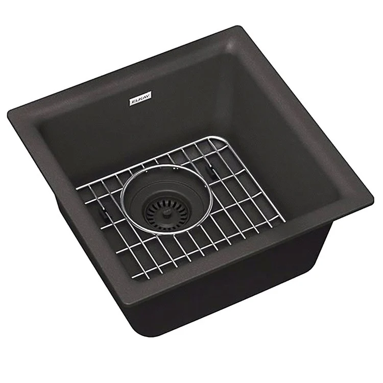 Kitchen Sink Quartz Classic 15.75 x 15.75 Inch Single Bowl Bar Kit Greystone Drop-In Undermount - Frankwebs