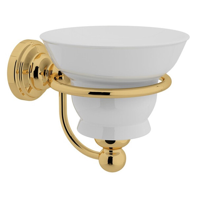 Soap Dish Edwardian English Gold Wall Mount Oval Porcelain - Frankwebs