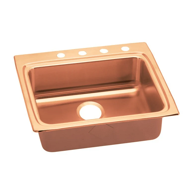 Kitchen Sink 25 x 22 Inch Single Bowl ADA Copper Drop-In Rectangle Drain Location Rear Center Depth 5 Inch Bottom Only Pads - Frankwebs