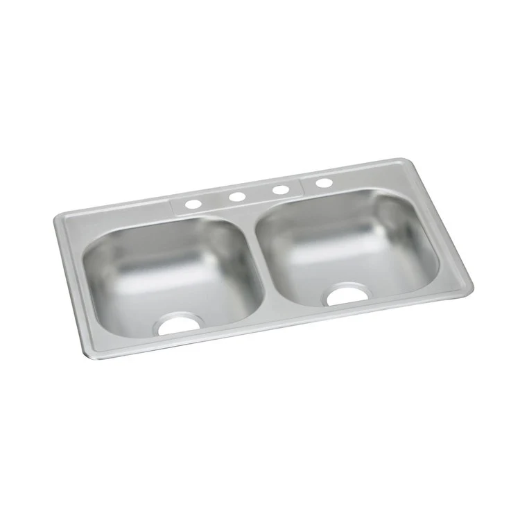 Kitchen Sink Dayton 33 x 22 Inch Double Bowl Equal 2 Hole ADA Satin Top Mount Rectangle Drain Location Center Depth 6 Inch Multiple of 50 Bottom Only Spray - Frankwebs