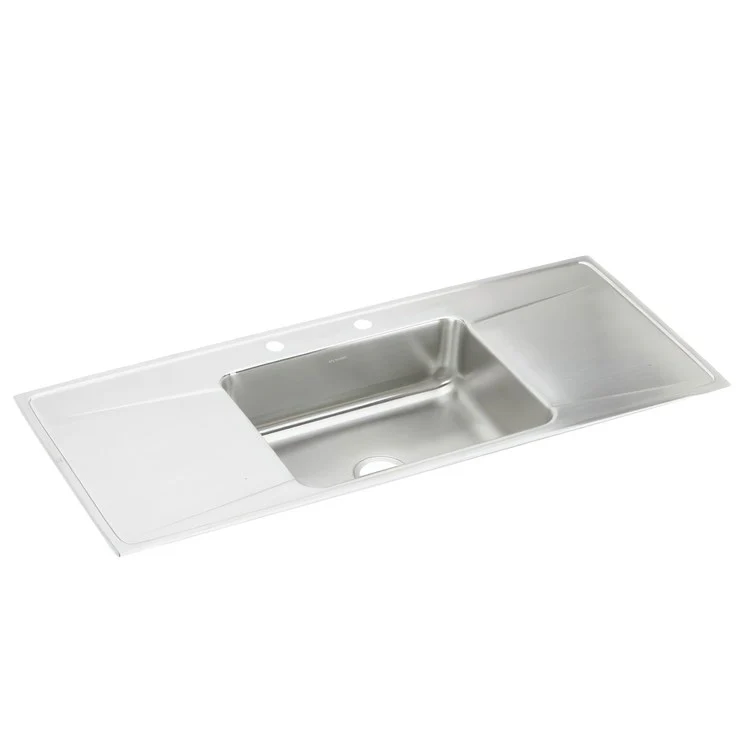Kitchen Sink Lustertone Classic 54 x 22 Inch Single Bowl 2 Hole Lustrous Highlighted Satin Top Mount - Frankwebs
