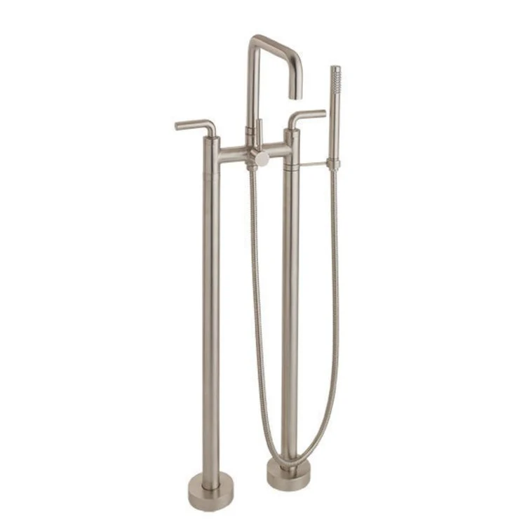 Tub Filler Bolsa Contemporary Floor Mount with Handshower 7 Inch Spread 3 Series E3 Lever ADA Polished Chrome 2 Hole - Frankwebs