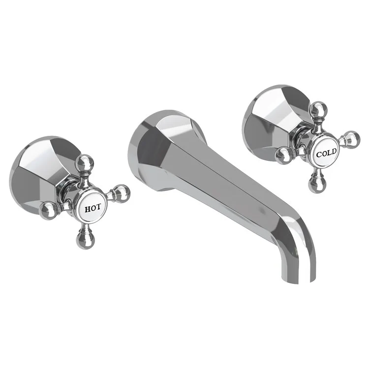 Lavatory Faucet Metropole Wall Mount 8 Inch Spread 2 Cross ADA WaterSense Stainless Steel PVD 1.2 Gallons Per Minute Brass Less Drain Spout Reach 7-1/2 Inch - Frankwebs