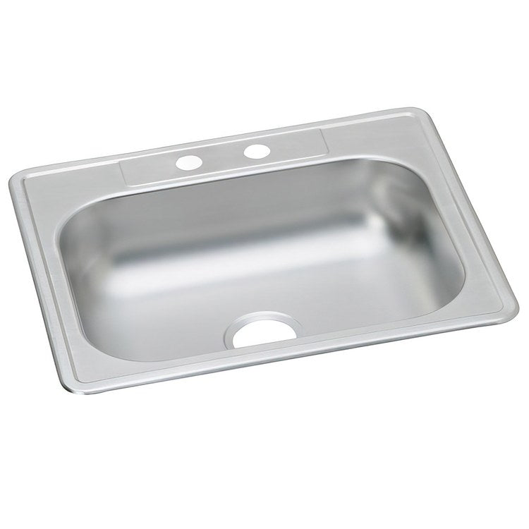 Kitchen Sink Dayton 25 x 22 Inch Single Bowl MR2 Hole ADA Satin Top Mount Rectangle Drain Location Center Depth 6 Inch Multiple of 10 Bottom Only Spray - Frankwebs