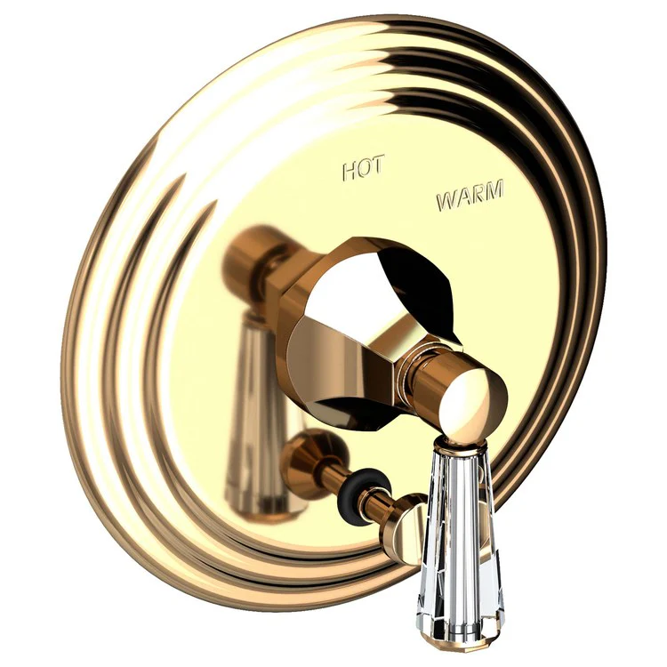 Metropole Pressure Balance Tub/Shower Valve Trim Only with Crystal Lever Handle - Polished Gold PVD - Frankwebs