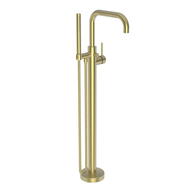 Tub Filler East Square Exposed Freestanding with Handshower 1 Lever ADA Forever Brass PVD Brass 1.8GPM Handshower - Frankwebs