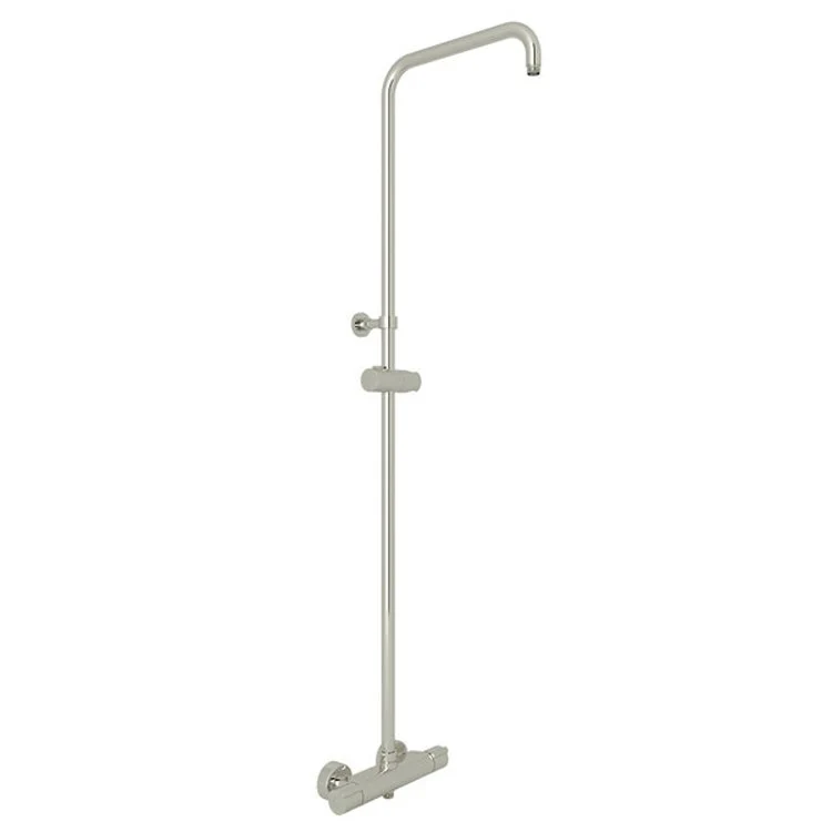 Mounting Bracket Mod-Fino Exposed Wall Mount with Diverter Riser & Sliding Handshower Parking Bracket Satin Nickel 14-1/2 Inch Brass - Frankwebs
