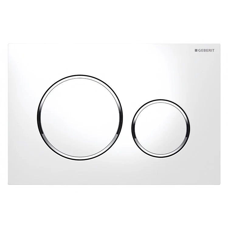 Actuator Plate Sigma20 Dual Flush White with Polished Chrome Accent Plastic for Sigma Concealed Tanks 2x6 and 2x4 Installations - Frankwebs