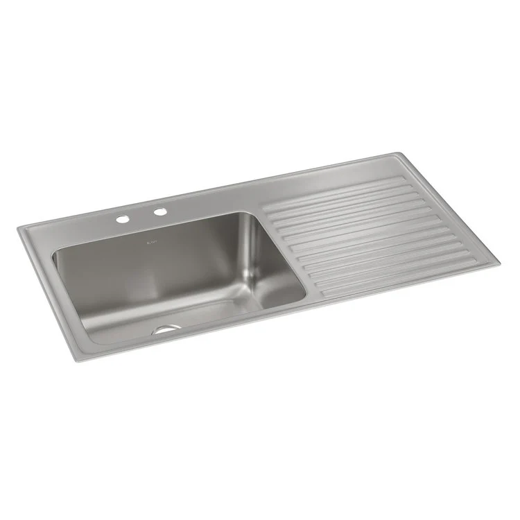 Kitchen Sink Lustertone Classic 43 x 22 Inch Single Bowl with Right Drainboard 2 Hole Lustrous Satin Drop-In - Frankwebs