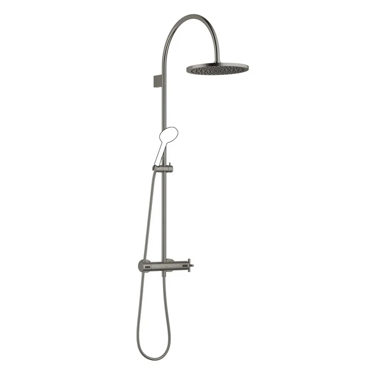 Shower Set TARA Exposed with Thermostat Less Handshower 1 Cross Brushed Dark Platinum 1.8 Gallons per Minute - Frankwebs