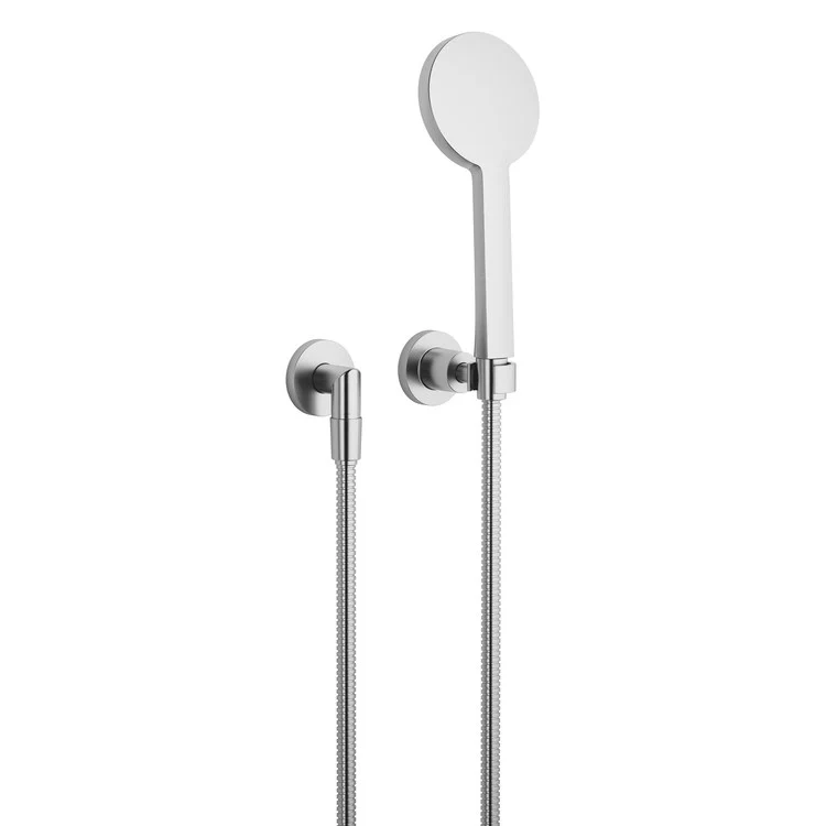 Handshower Set TARA with Individual Flanges Brushed Platinum Compact Rain 1.8 Gallons per Minute - Frankwebs