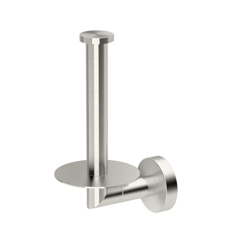Toilet Paper Holder Glam Vertical Single Post Satin Nickel Metal Wall Mount - Frankwebs