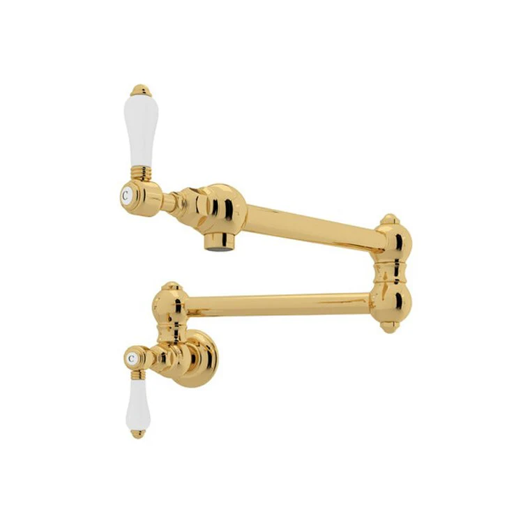 Pot Filler Swing Arm 2 Porcelain Lever Unlacquered Brass - Frankwebs