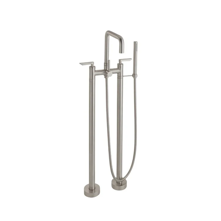 Tub Filler Bolsa Contemporary Floor Mount with Handshower 7 Inch Spread 3 Series 45 Lever ADA Polished Chrome 2 Hole - Frankwebs