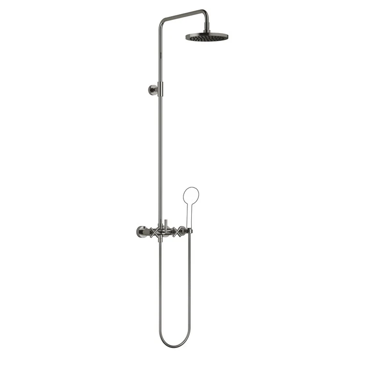 Shower Set TARA Exposed with Mixer Less Handshower 3 Cross/Lever Dark Chrome 1.8 Gallons per Minute - Frankwebs