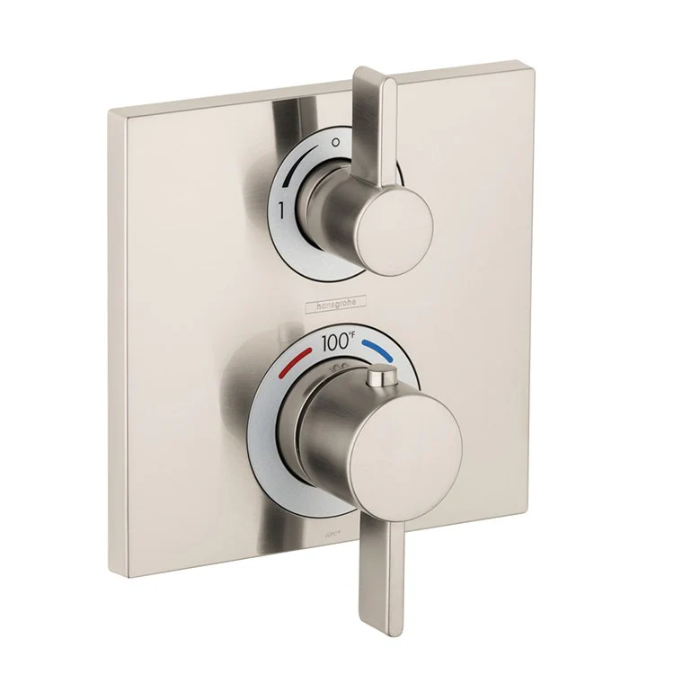 Thermostatic Trim Ecostat with Volume Control and Diverter 2 Lever Matte Black ADA for Rough-In Valve with Service Stops 01850181 6.0 Gallons per Minute Escutcheon Handle Metal - Frankwebs