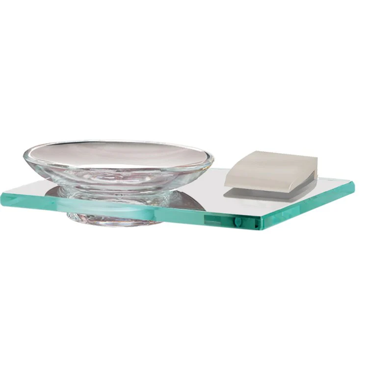 Soap Dish Manhattan Bath Satin Nickel Concealed Wall Mount Glass 4-5/8 x 6-3/4 Inch - Frankwebs