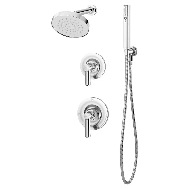 Shower Trim Museo Round with Handshower 2 Lever Polished Chrome ADA 1.5 Gallons per Minute 1 Function Round Showerhead; 2 Function Handshower - Frankwebs
