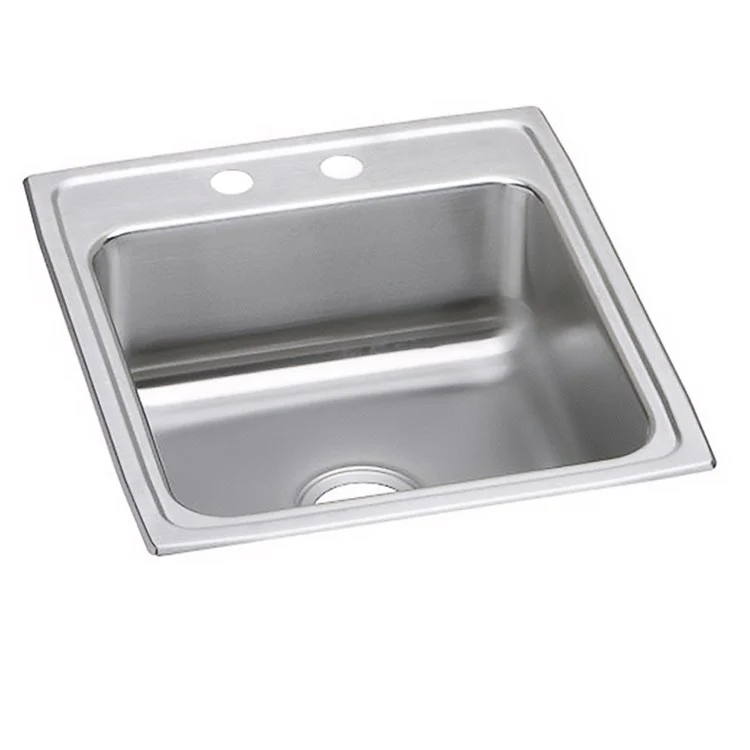 Kitchen Sink Lustertone Classic 19.5 x 22 Inch Single Bowl MR2 Hole ADA Lustrous Satin Drop-In Rectangle Drain Location Rear Center Depth 5 Inch Bottom Only Pads - Frankwebs