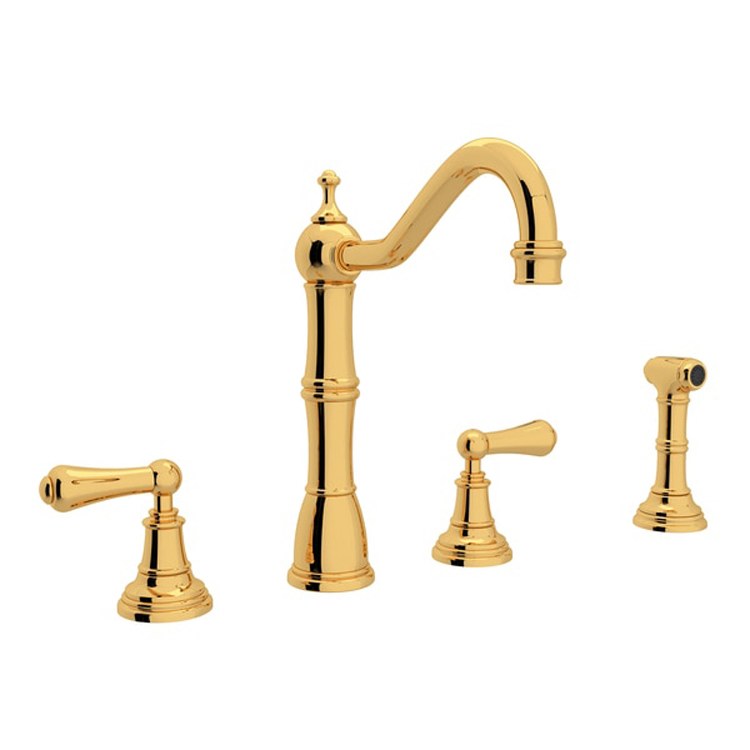Kitchen Faucet Edwardian 2 Lever English Bronze Swivel Spout 1.8 Gallons per Minute - Frankwebs