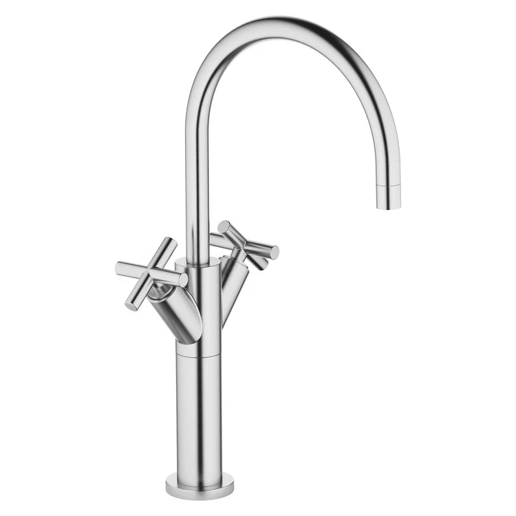 Lavatory Faucet TARA Mixer with Extended Shank 2 Cross ADA WaterSense Brushed Chrome 1.2 Gallons per Minute Less Drain 1 Hole - Frankwebs
