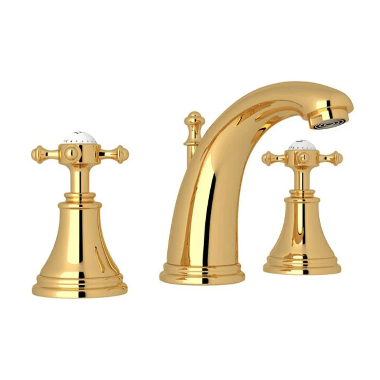 Lavatory Faucet Georgian Era 6-15 Inch Spread 2 Cross Satin Nickel 1.2 Gallons per Minute High Neck Spout - Frankwebs
