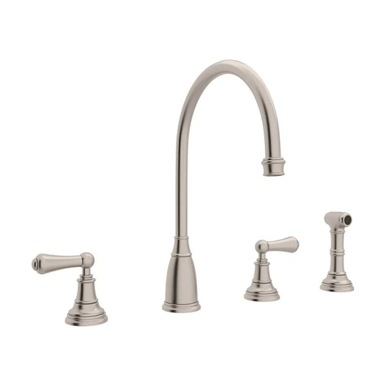 Kitchen Faucet Georgian Era 2 Lever Unlacquered Brass Swivel C-Spout 1.8 Gallons per Minute - Frankwebs