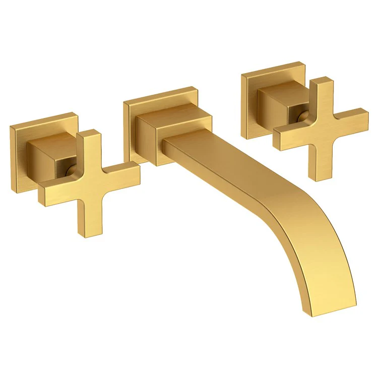 Secant Two Handle Wall-Mount Bathroom Faucet - Polished Brass Uncoated - Frankwebs