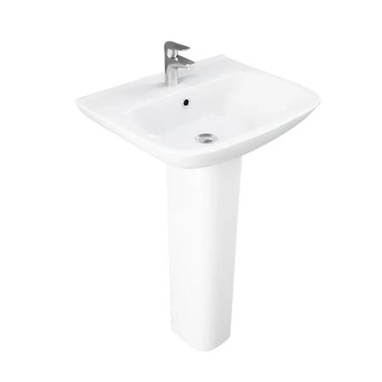 Pedestal Lavatory Eden 520 Centerset White Rectangular - Frankwebs