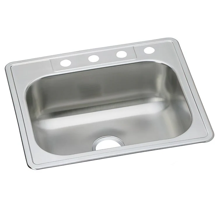 Kitchen Sink Dayton 25 x 22 Inch Single Bowl Elite Satin Drop-In Drain Location Center Multiple of 10 Bottom Only Pads - Frankwebs