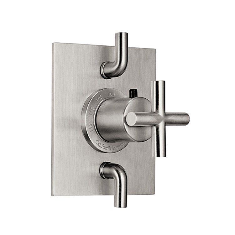 Thermostatic Trim Tiburon Rectangular with Dual Volume Control 3 Cross Satin Nickel Brass Length 6 Inch - Frankwebs