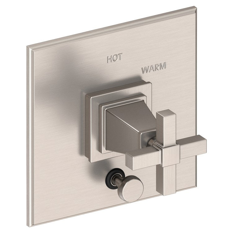 Pressure Balance Valve Trim Malvina Square with Diverter 1 Cross Aged Brass ADA Depth 4 Inch - Frankwebs
