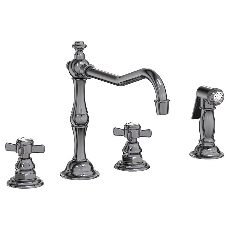 Kitchen Faucet Fairfield 8 to 20 Inch Spread 2 Cross ADA Satin Brass PVD Pull Out Sidespray Spout Height 5-5/9 Inch Spout Reach 9-1/2 Inch 1.8 Gallons per Minute - Frankwebs