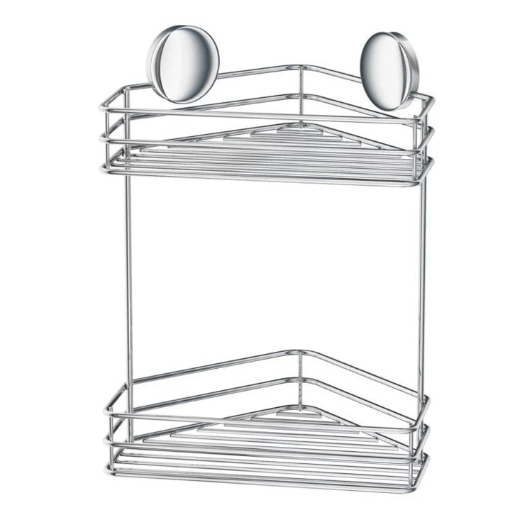 Shower Basket Double Corner Basket Polished Chrome Wall Mount 8 x 10 x 12 Inch - Frankwebs