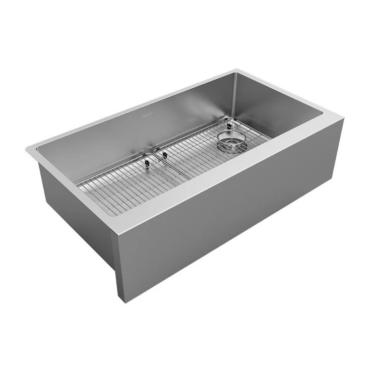 Sink Kit Crosstown Farmhouse 35.875 x 20.25 Inch Single Bowl Polished Satin Bottom Grid Strainer Drain - Frankwebs