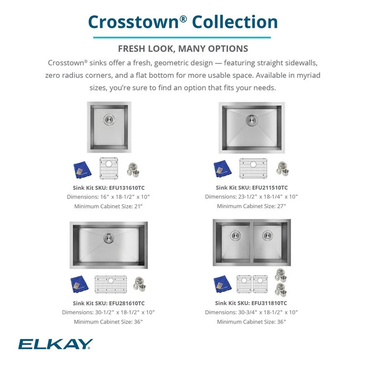Sink Kit Crosstown 23.5 x 18.25 Inch Single Bowl Polished Satin Bottom Grid Strainer Drain Cleanser Towel Cloth Bag Geometric Design Offers Straight Sidewalls and a Flat Bottom for a Modern Look and More Usable Space - Frankwebs
