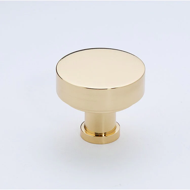Knob Moderne Round Polished Chrome Brass 1-1/8 Inch 1-1/8 Inch 9/16 Inch - Frankwebs