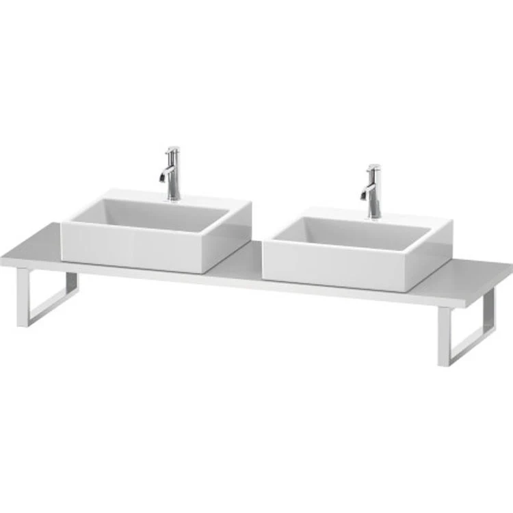 Lavatory Console L-Cube Cappuccino High Gloss Double Basin Compact 31-1/2 x 18-7/8 Inch Ceramic 1-1/8 Inch - Frankwebs