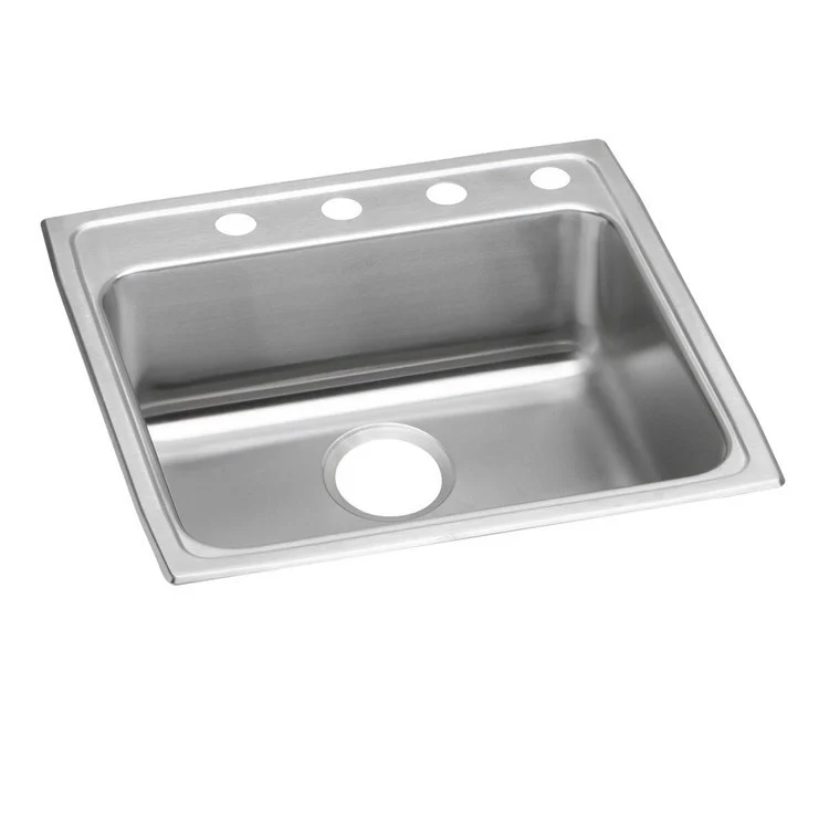 Kitchen Sink Lustertone Classic 22 x 22 Inch Single Bowl 2 Hole ADA Lustrous Satin Drop-In Square Drain Location Rear Center Depth 6-1/2 Inch Bottom Only Pads - Frankwebs