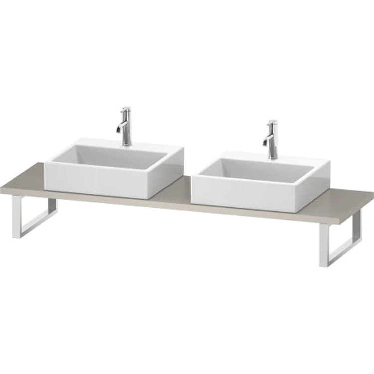 Lavatory Console L-Cube Cappuccino High Gloss Double Basin Compact 31-1/2 x 18-7/8 Inch Ceramic 1-1/8 Inch - Frankwebs