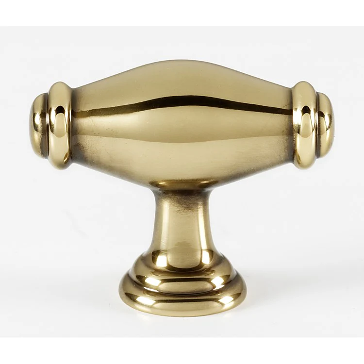 Knob Charlie's Oval Polished Antique Brass 1-3/4 Inch 1-1/4 Inch 3/4 Inch - Frankwebs