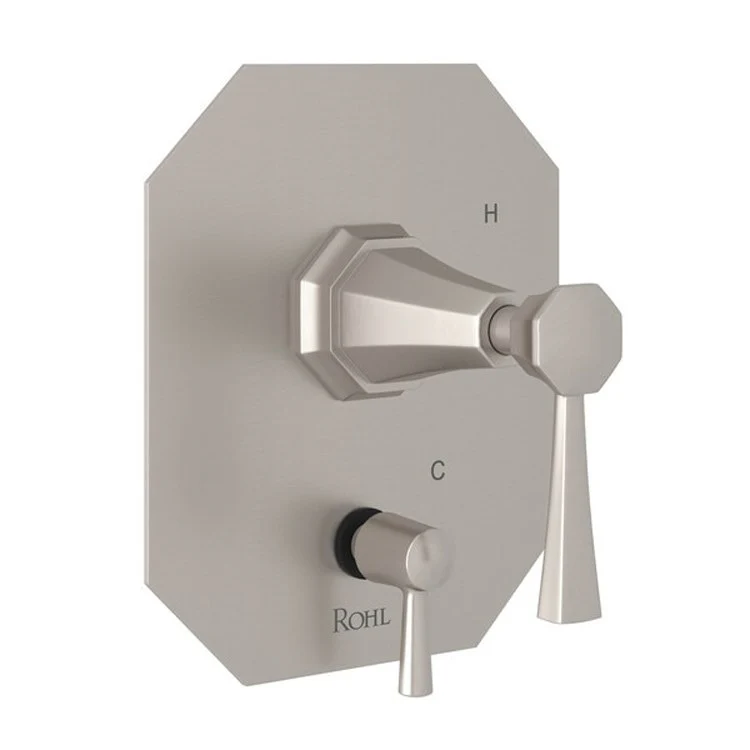 Pressure Balance Valve Trim Deco 1/2 Inch with Diverter 2 Lever Satin Nickel - Frankwebs