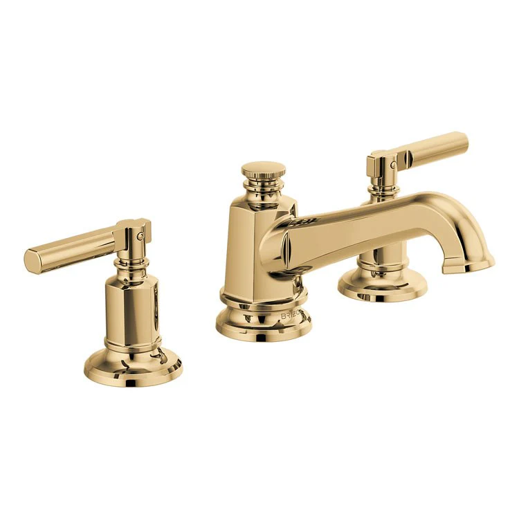 Lavatory Faucet Invari Widespread 6-16 Inch Spread Less Handle ADA WaterSense Brilliance Luxe Gold 1.5 Gallons per Minute Angled Spout - Frankwebs