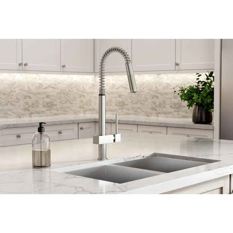 Kitchen Faucet Avado Deck Mount 1 Forward Only Lever ADA Brushed Nickel Semi-Pro 1 Hole Spout Height 21-1/8 Inch - Frankwebs