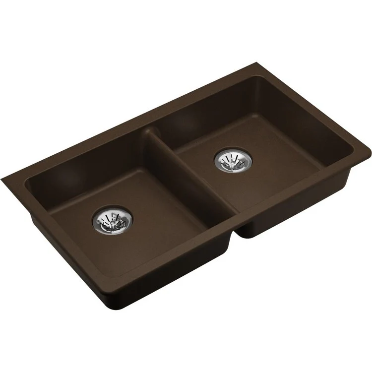 Kitchen Sink Quartz Classic 33 x 18.5 Inch Double Bowl Perfect Drain ADA White Undermount Rectangle Drain Location Rear Center Depth 5-1/2 Inch Naturally Sound Deadening Superior Heat Scratch Fade and Stain Resistance - Frankwebs