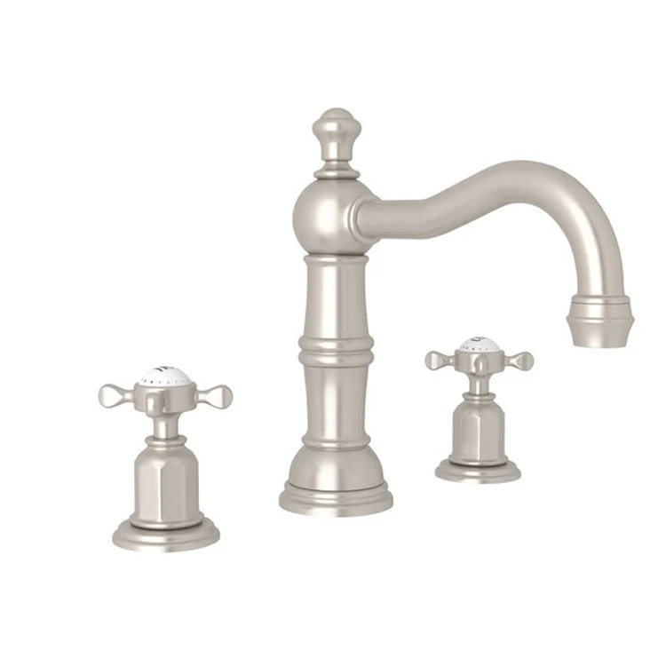 Lavatory Faucet Edwardian 6-15-3/4 Inch Spread 2 Cross Satin Nickel 1.2 Gallons per Minute Swivel Column Spout - Frankwebs